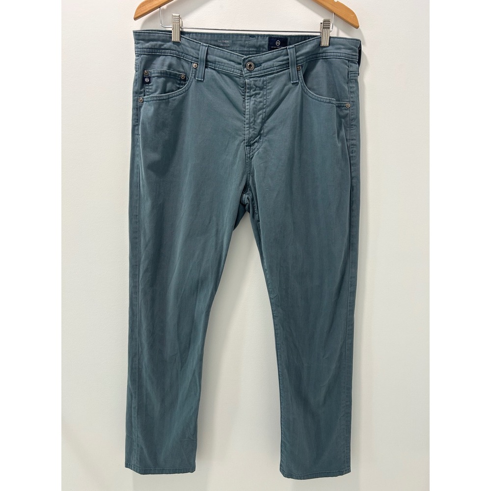 AG Adriano Goldschmied The Everett Slim Straight Pants Blue Green 36x32 Mens